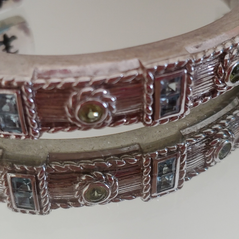 Judith Ripka Hinged Bracelet.Aqumarine and Peridot